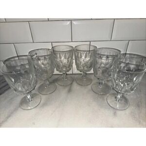 Set of 6 Vintage Arcoroc France Arctic Stemmed Crystal Wine Glasses 5" GW0001